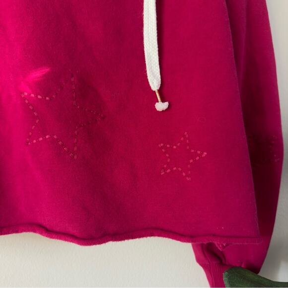Anthropologie Saturday Sunday Embroidered Star Hoodie Cropped Drawstring Hood M - Picture 6 of 11